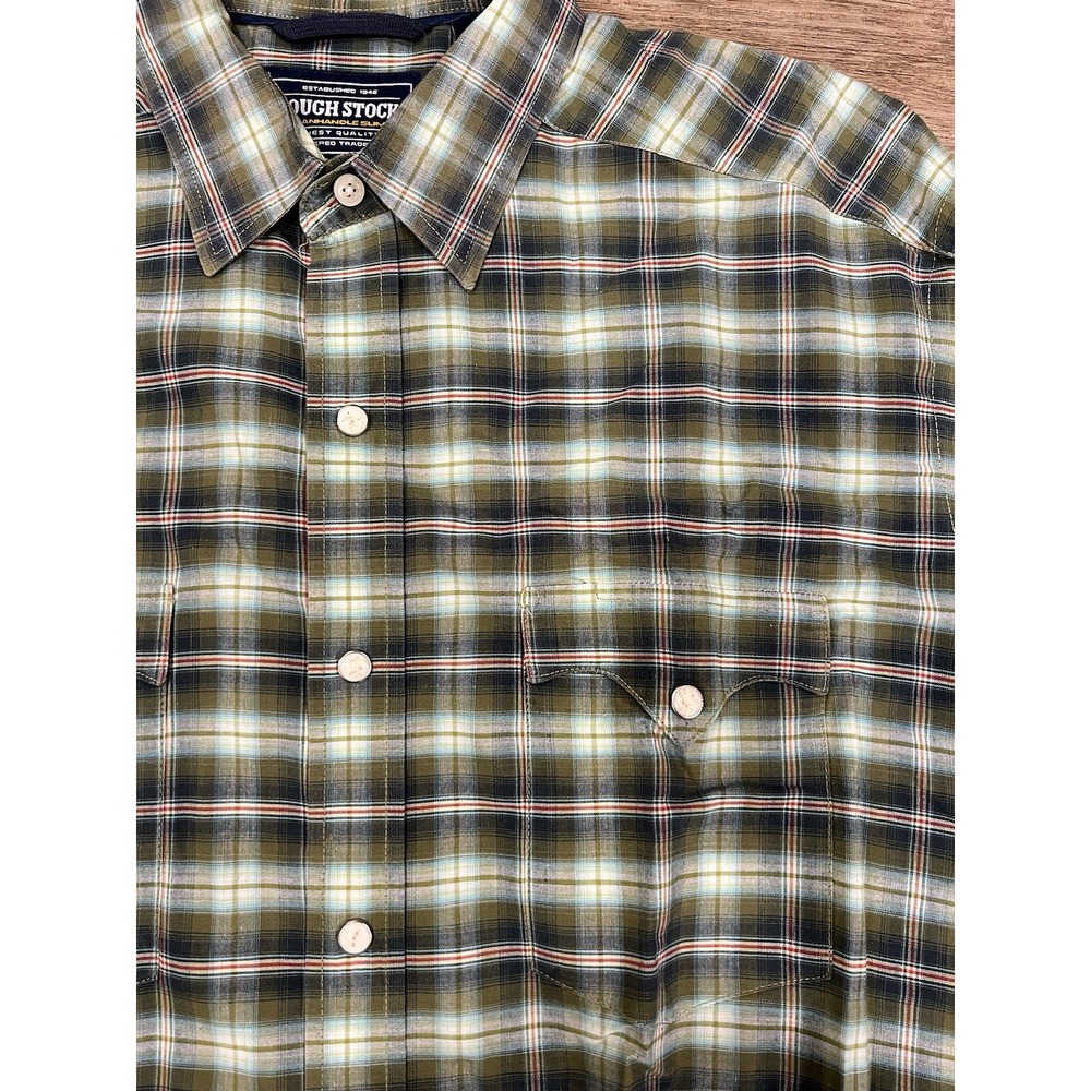 Rough Stock Panhandle Slim Men Sz XL Western Shirt Pearl Snap LS Plaid